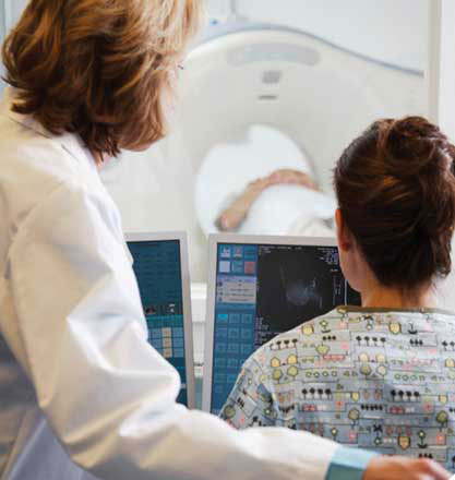 Photo of a patient during a CT scan.