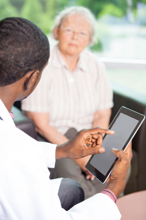 Radiologist and patient consultation.